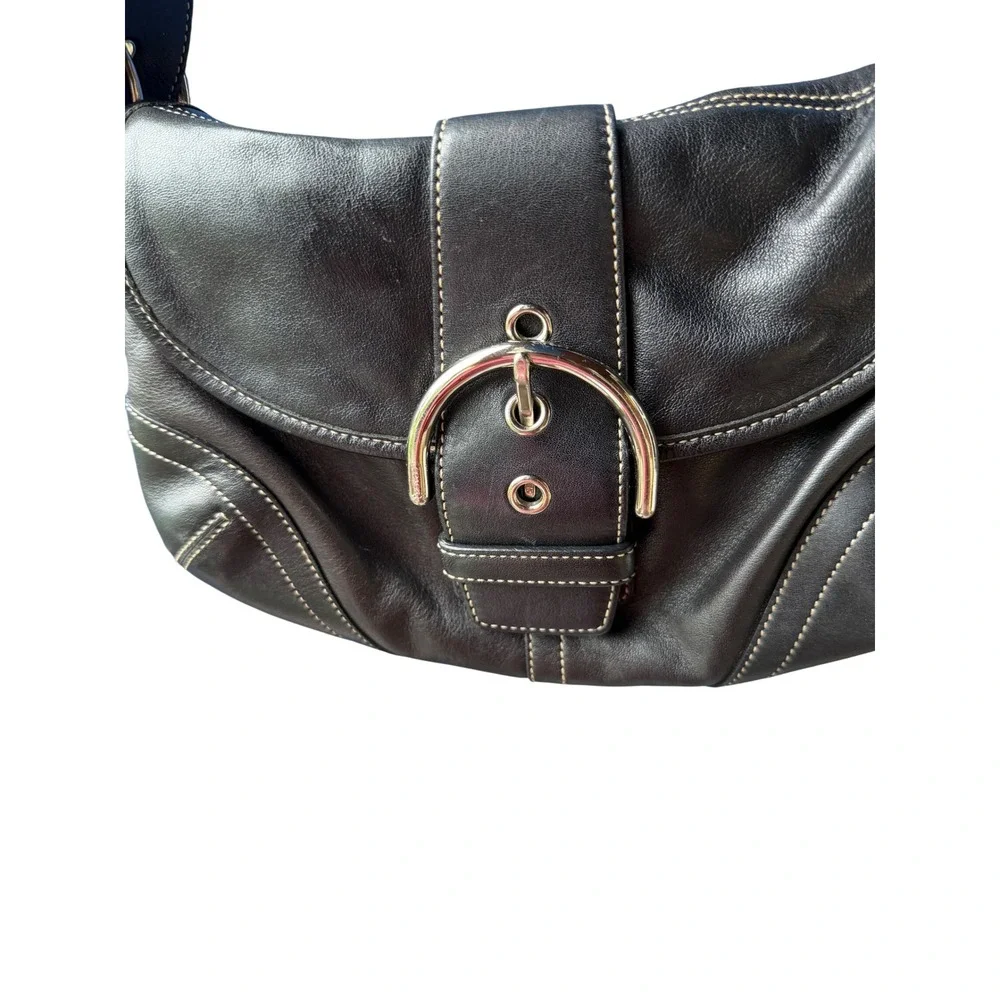 Coach Soho Buckle Flap Bag Small Black Leather 9247 • Silver Hardware Y2K Retro